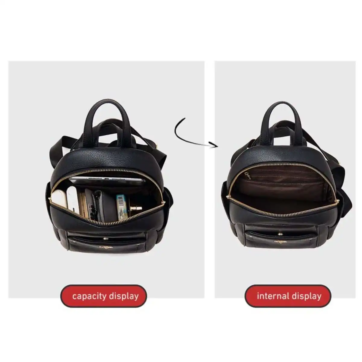 Δερμάτινo Γυναικείo Σακίδιο Πλάτης Laorentou 900412L μαύρο