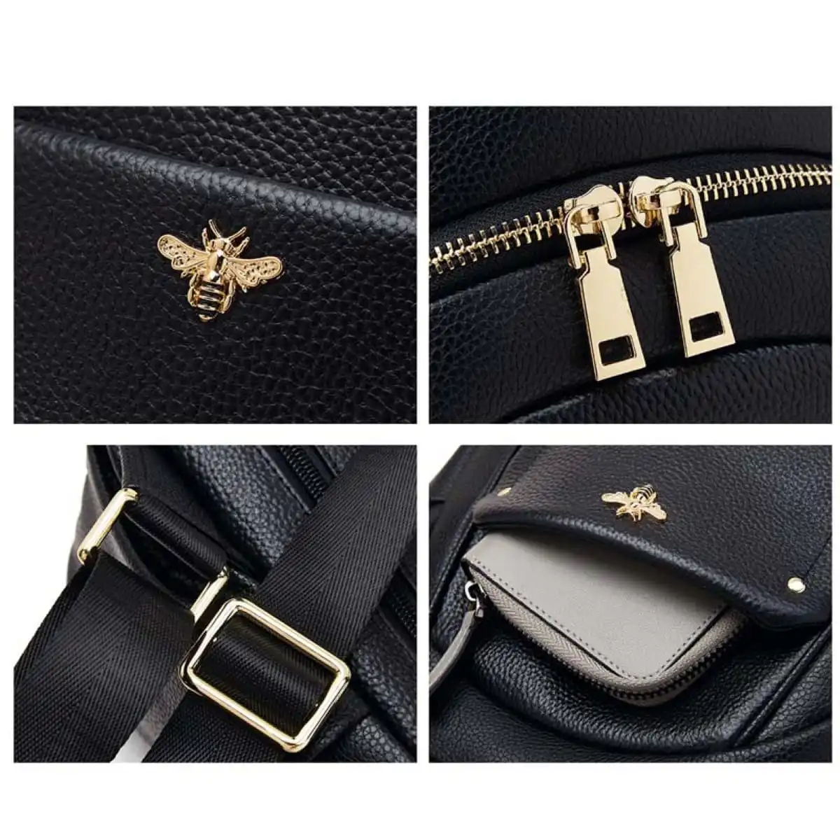 Δερμάτινo Γυναικείo Σακίδιο Πλάτης Laorentou 900412L μαύρο