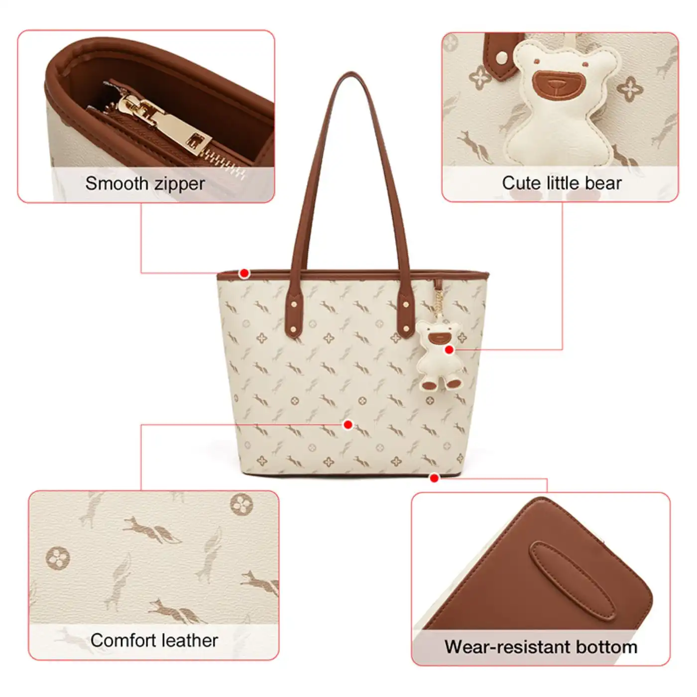 Δερμάτινη Γυναικεία Τσάντα PVC Shopper 'Ωμου Foxer 900535F μπέζ/καφέ