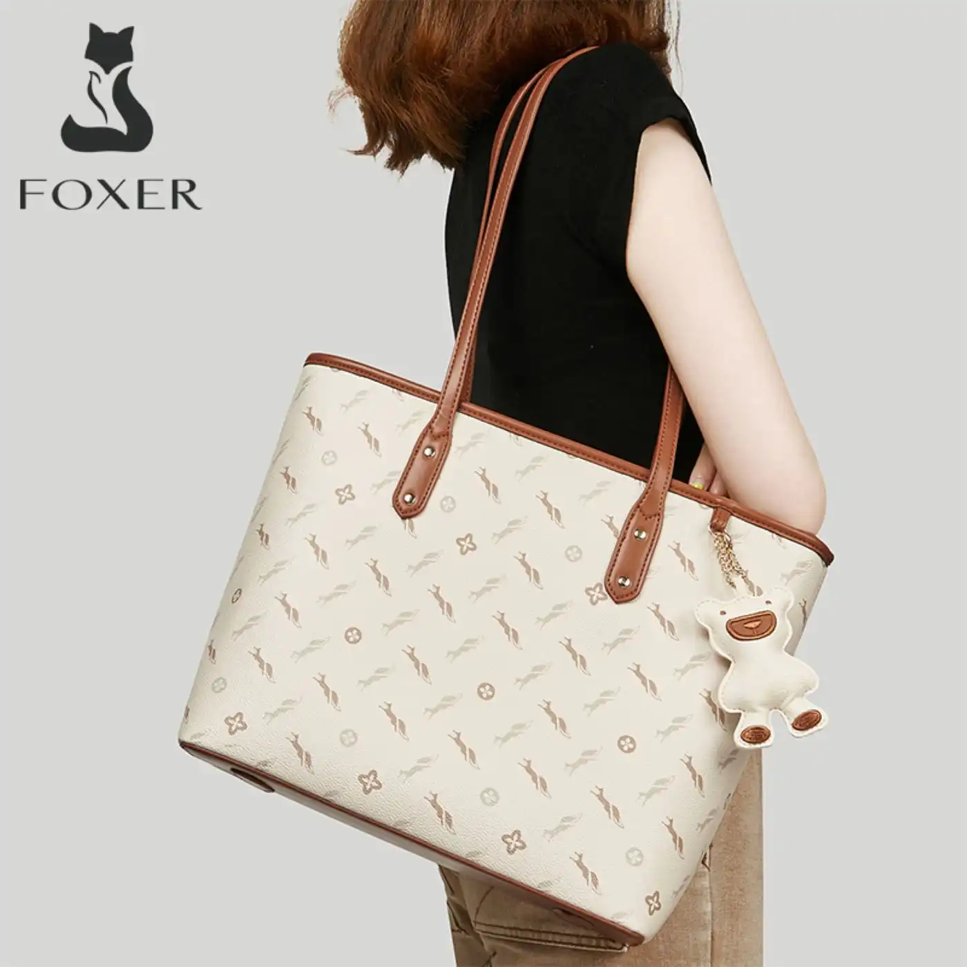 Δερμάτινη Γυναικεία Τσάντα PVC Shopper ‘Ωμου Foxer 900535F μπέζ/καφέ Δερμάτινη Γυναικεία Τσάντα PVC Shopper ‘Ωμου Foxer 900535F μπέζ/καφέ