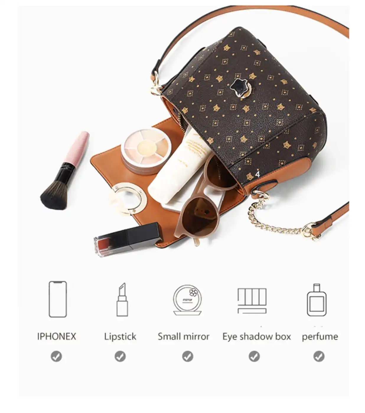 Δερμάτινη Γυναικεία Τσάντα PVC Χιαστί Foxer 900V213F καφέ