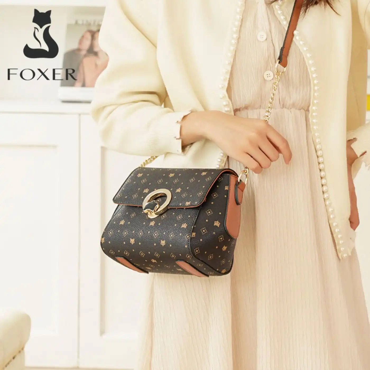 Δερμάτινη Γυναικεία Τσάντα PVC Χιαστί Foxer 900V213F καφέ Δερμάτινη Γυναικεία Τσάντα PVC Χιαστί Foxer 900V213F καφέ