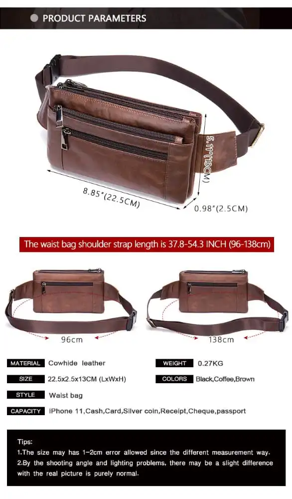 Δερμάτινο τσαντάκι μέσης Cardinal 9012 coffee