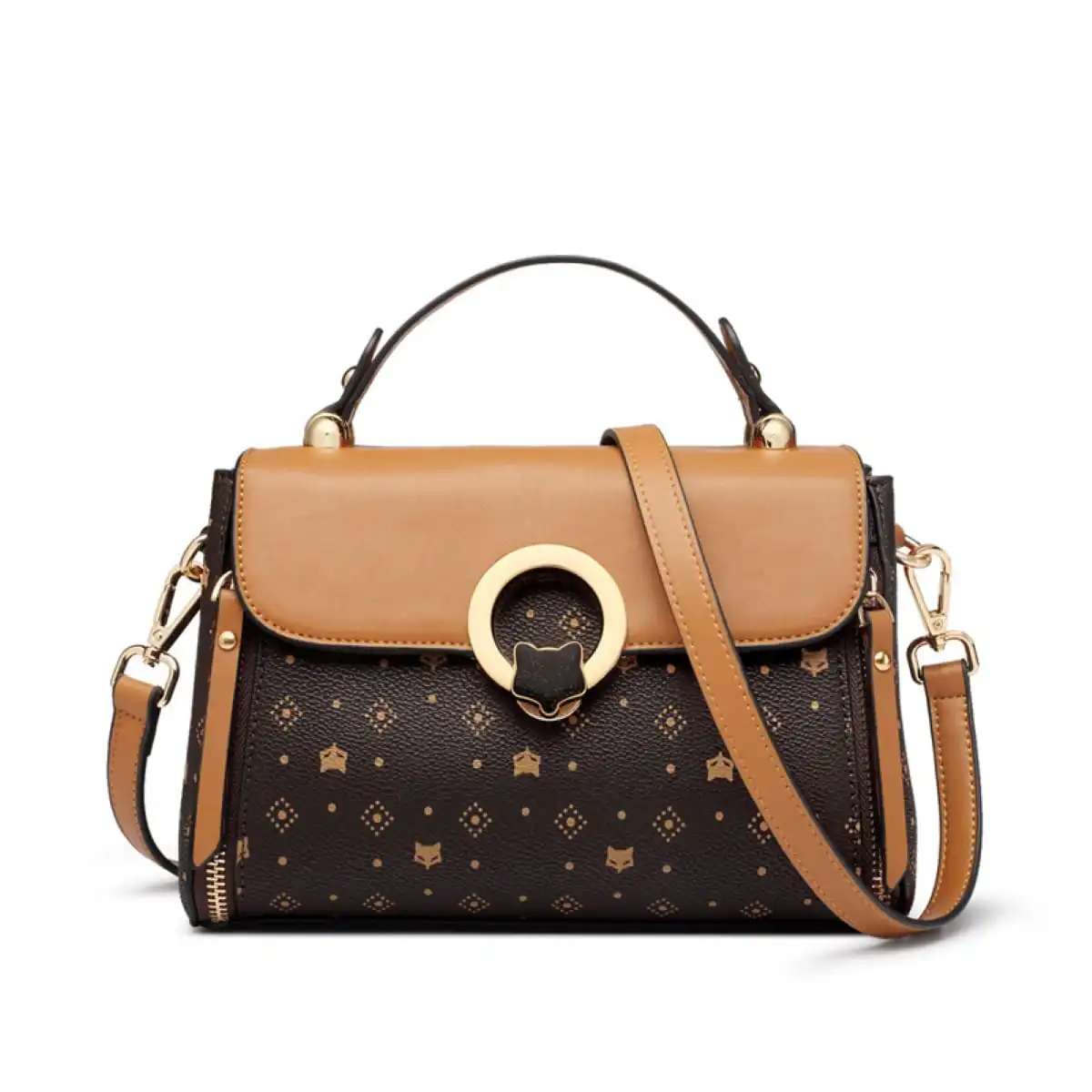 Δερμάτινη Γυναικεία Τσάντα PVC Χειρός/Ώμου Foxer 9111018F καφέ Δερμάτινη Γυναικεία Τσάντα PVC Χειρός/Ώμου Foxer 9111018F καφέ