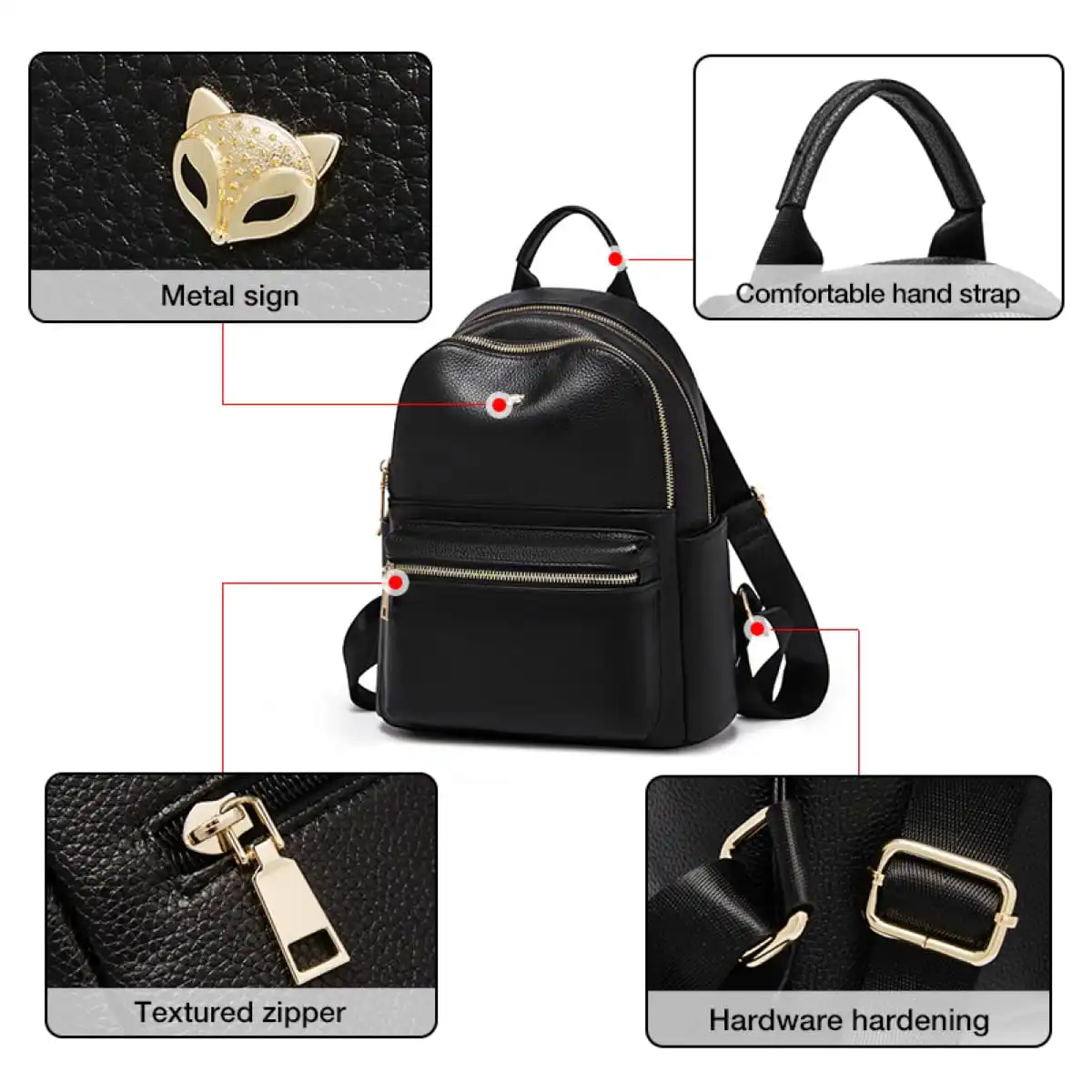 Δερμάτινo Γυναικείo Σακίδιο Πλάτης Foxer 9111059F μαύρο Δερμάτινo Γυναικείo Σακίδιο Πλάτης Foxer 9111059F μαύρο