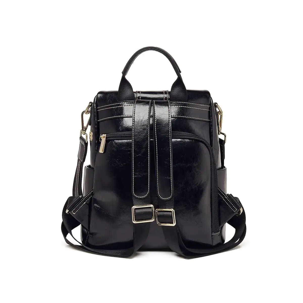 Split leather Γυναικείo Σακίδιο Πλάτης Χιαστί Laorentou 9113046L μαύρο