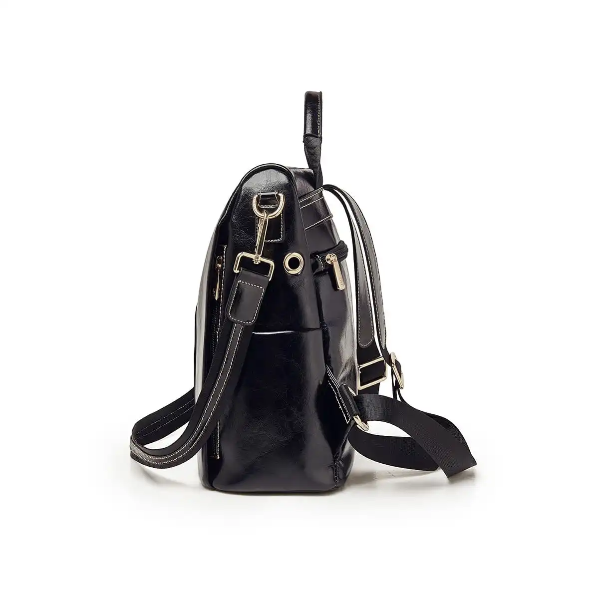 Split leather Γυναικείo Σακίδιο Πλάτης Χιαστί Laorentou 9113046L μαύρο