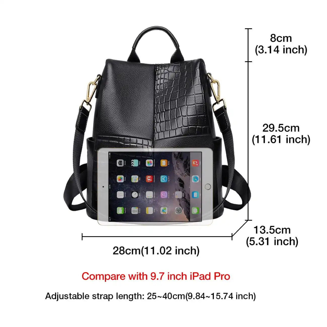 Δερμάτινo Γυναικείo Σακίδιο Πλάτης Foxer 9113V091F μαύρο