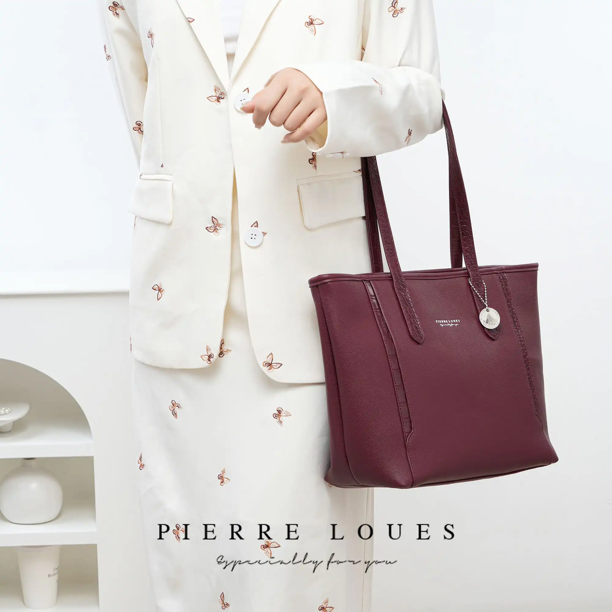 Γυναικεία Τσάντα Ώμου Shopper Pierre Loues PL914-105 μπορντό