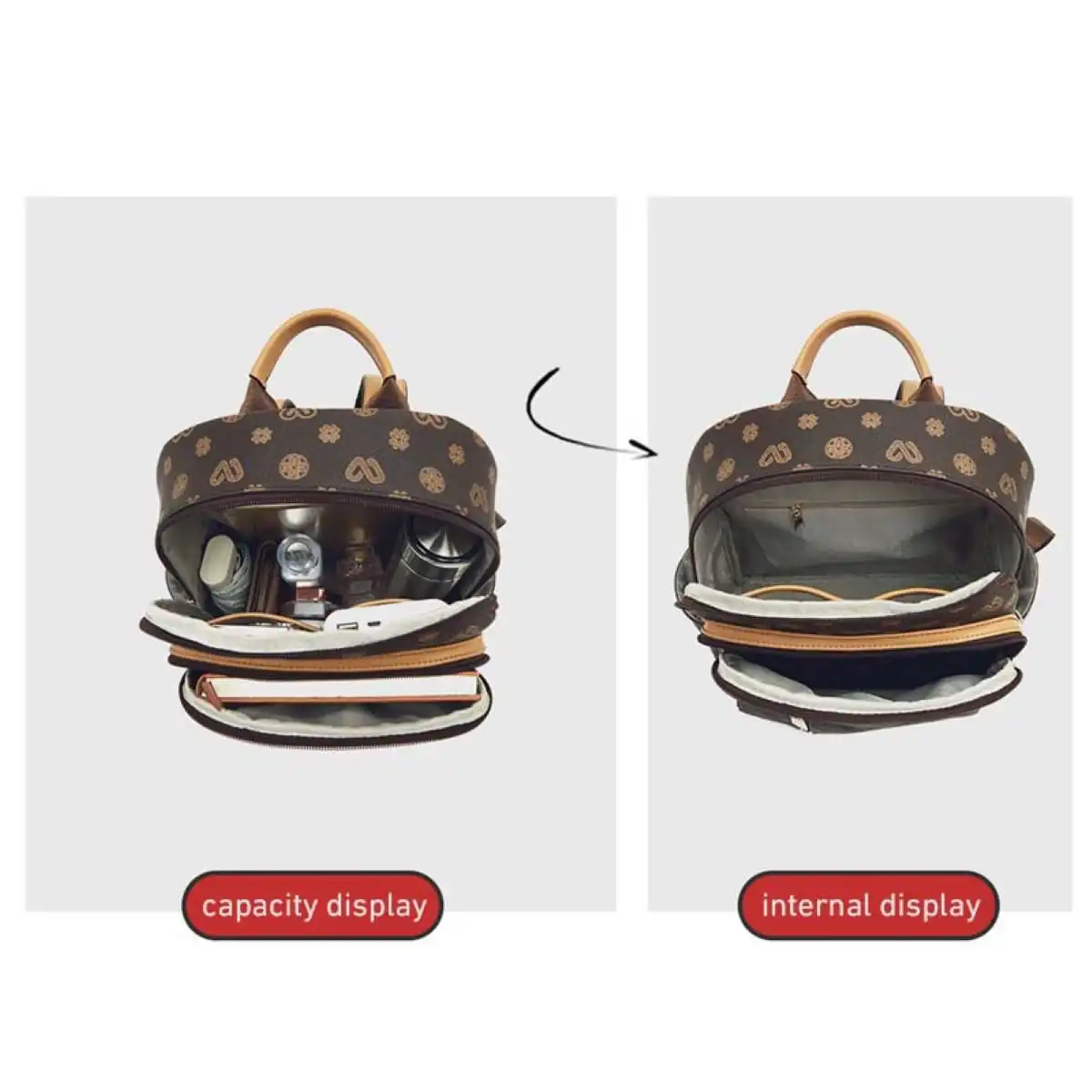 Γυναικείo Σακίδιο Πλάτης PVC Laorentou 9140156L καφέ