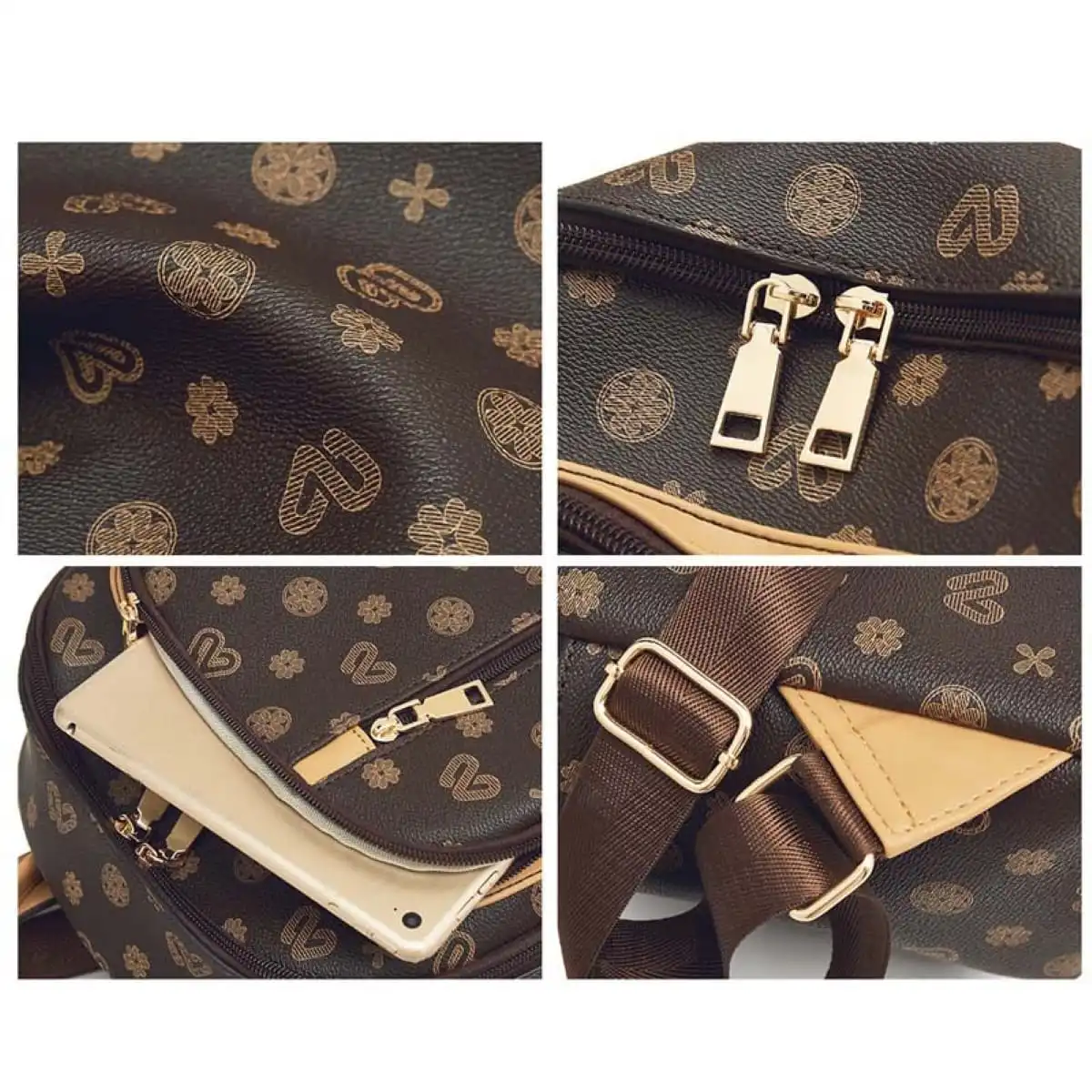 Γυναικείo Σακίδιο Πλάτης PVC Laorentou 9140156L καφέ