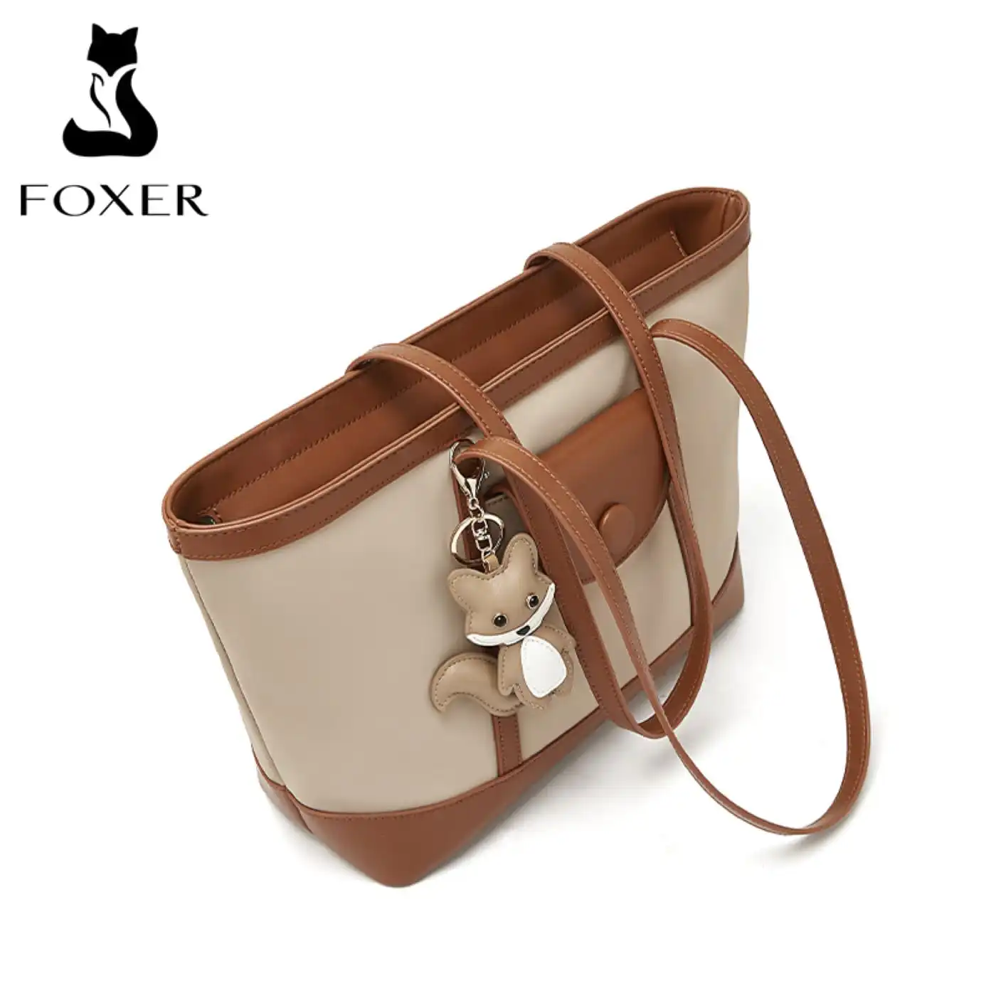 Γυναικεία Τσάντα Shopper 'Ωμου Foxer 9151041F μπέζ/καφέ