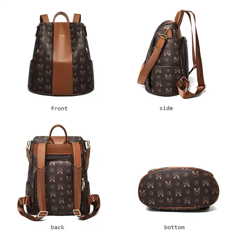 Γυναικείο Σακίδιο Πλάτης Αντικλεπτικό Foxer 9158183F καφέ