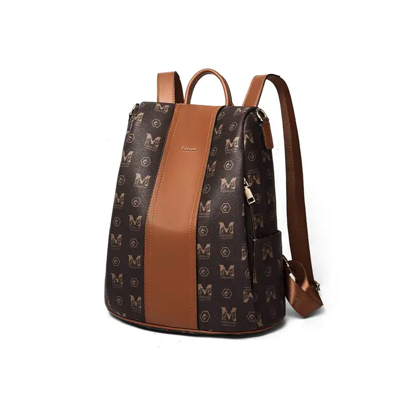 Γυναικείο Σακίδιο Πλάτης Αντικλεπτικό Foxer 9158183F καφέ