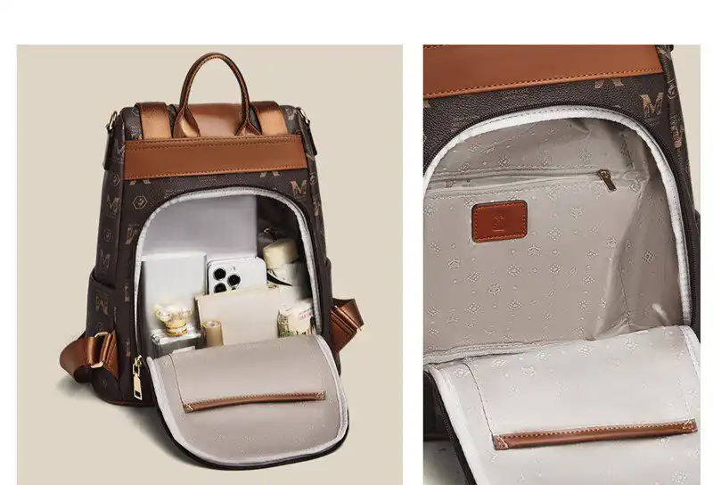 Γυναικείο Σακίδιο Πλάτης Αντικλεπτικό Foxer 9158183F καφέ