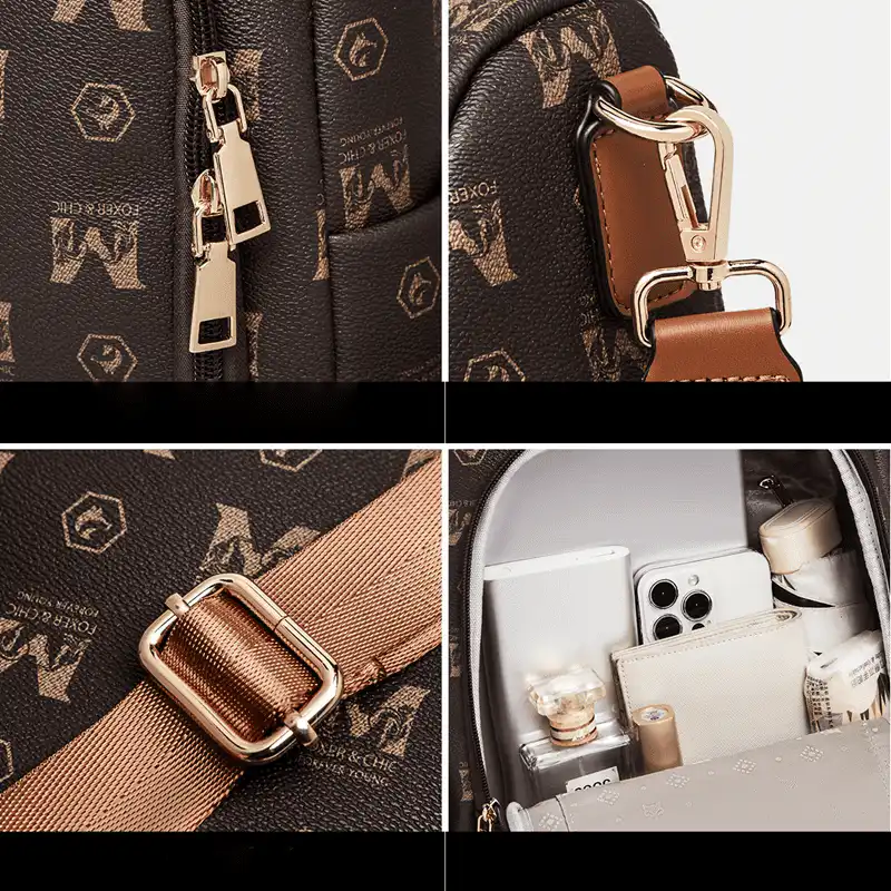 Γυναικείο Σακίδιο Πλάτης Αντικλεπτικό Foxer 9158183F καφέ