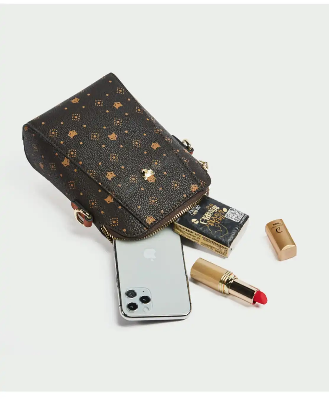 Δερμάτινη Γυναικεία Τσάντα PVC Χιαστί Foxer 9158V006F καφέ