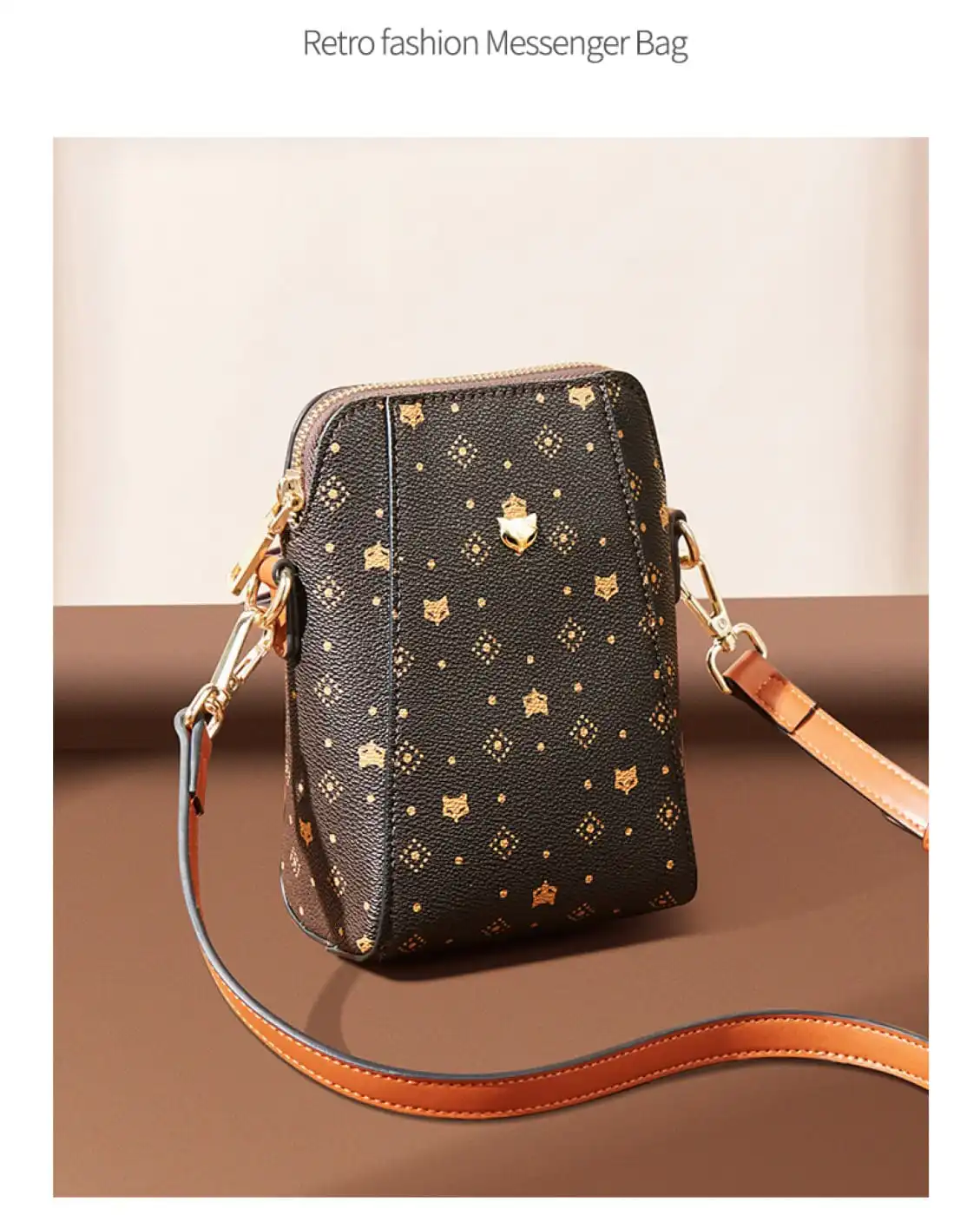 Δερμάτινη Γυναικεία Τσάντα PVC Χιαστί Foxer 9158V006F καφέ