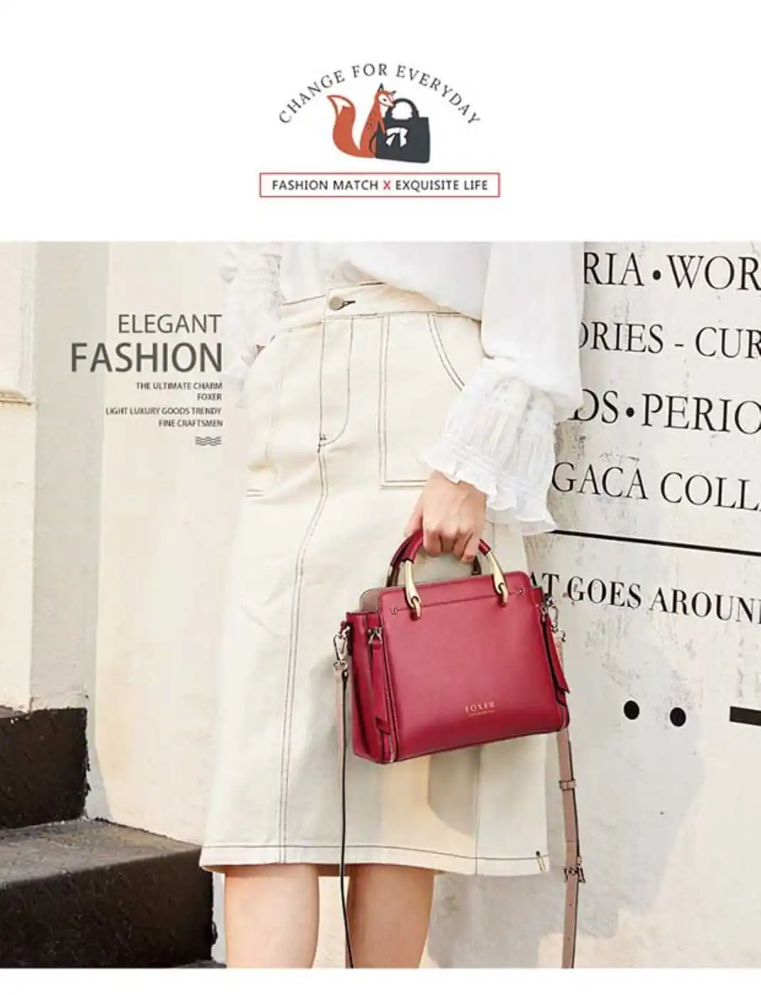 Δερμάτινη Γυναικεία Τσάντα Χειρός/Ώμου Foxer 928019F κόκκινο