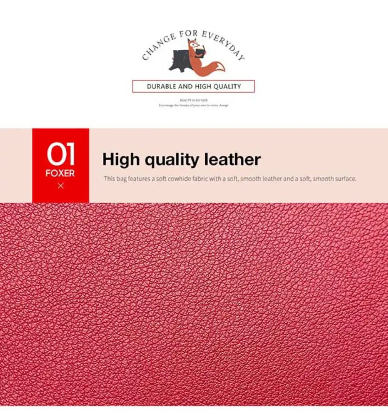 Δερμάτινη Γυναικεία Τσάντα Χειρός/Ώμου Foxer 928019F κόκκινο