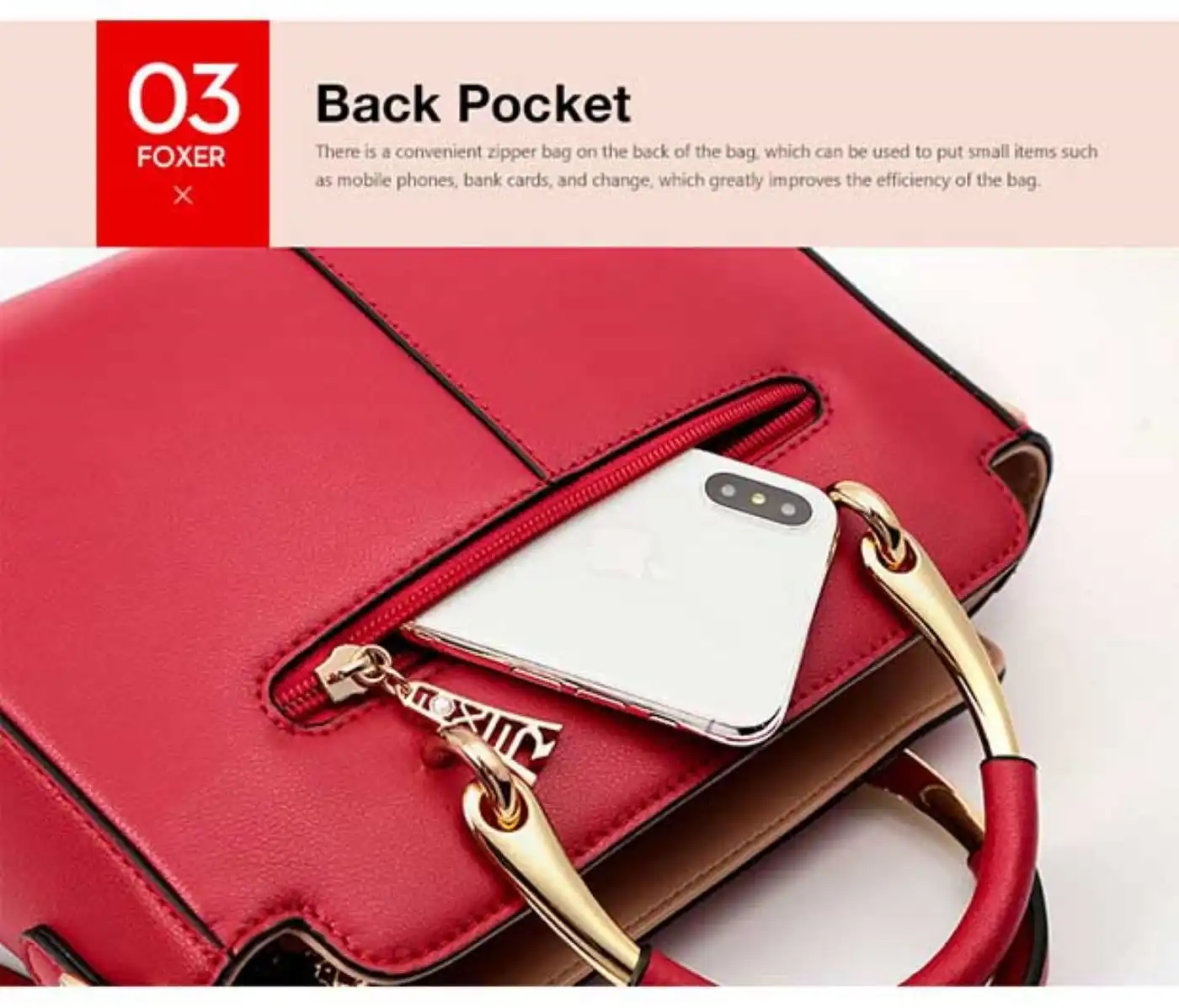 Δερμάτινη Γυναικεία Τσάντα Χειρός/Ώμου Foxer 928019F κόκκινο