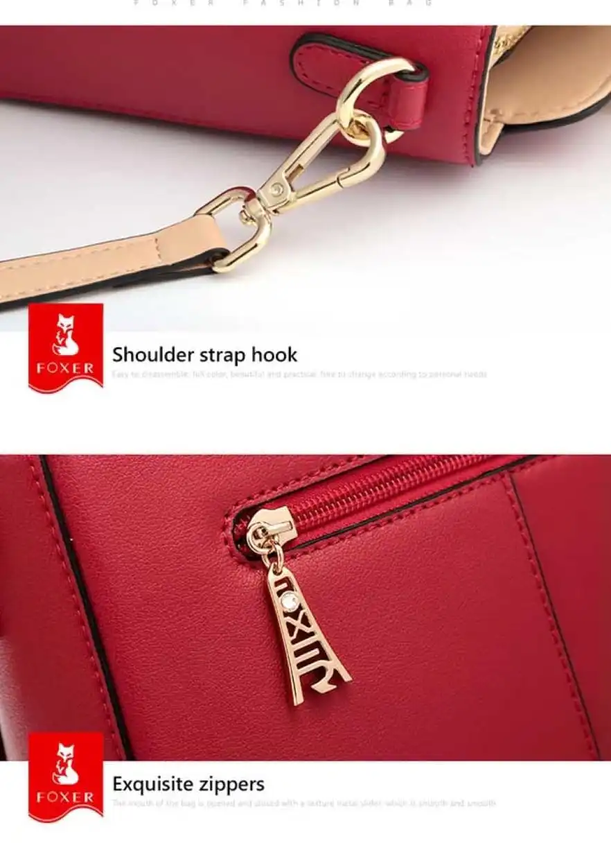 Δερμάτινη Γυναικεία Τσάντα Χειρός/Ώμου Foxer 928019F κόκκινο