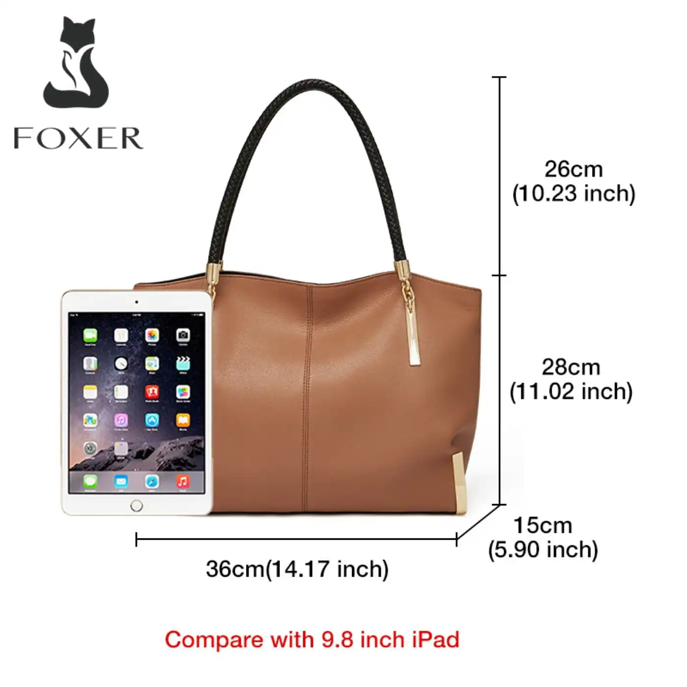 Δερμάτινη Γυναικεία Τσάντα Shopper 'Ωμου Foxer 938032F καφέ