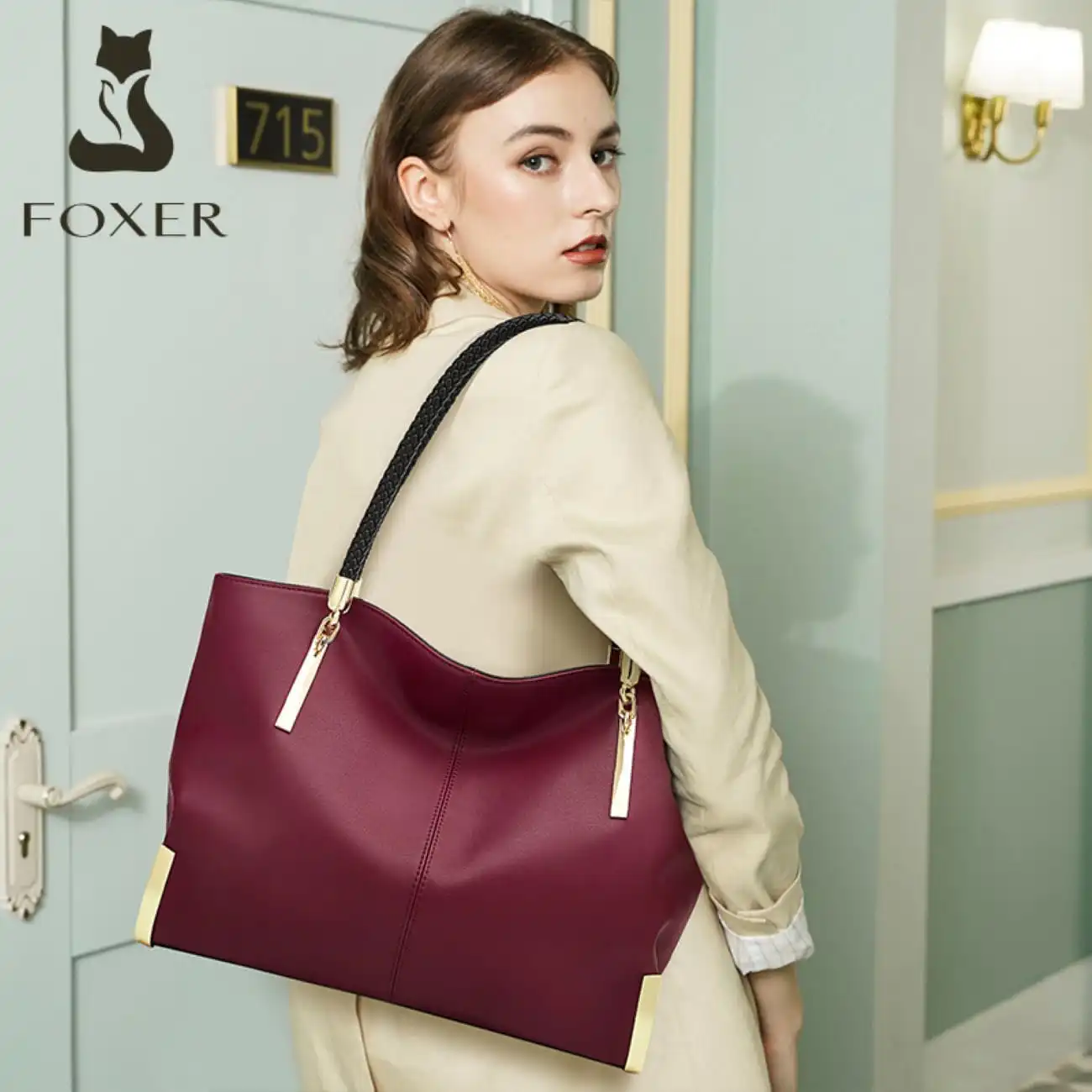 Δερμάτινη Γυναικεία Τσάντα Shopper ‘Ωμου Foxer 938032F red Δερμάτινη Γυναικεία Τσάντα Shopper ‘Ωμου Foxer 938032F red