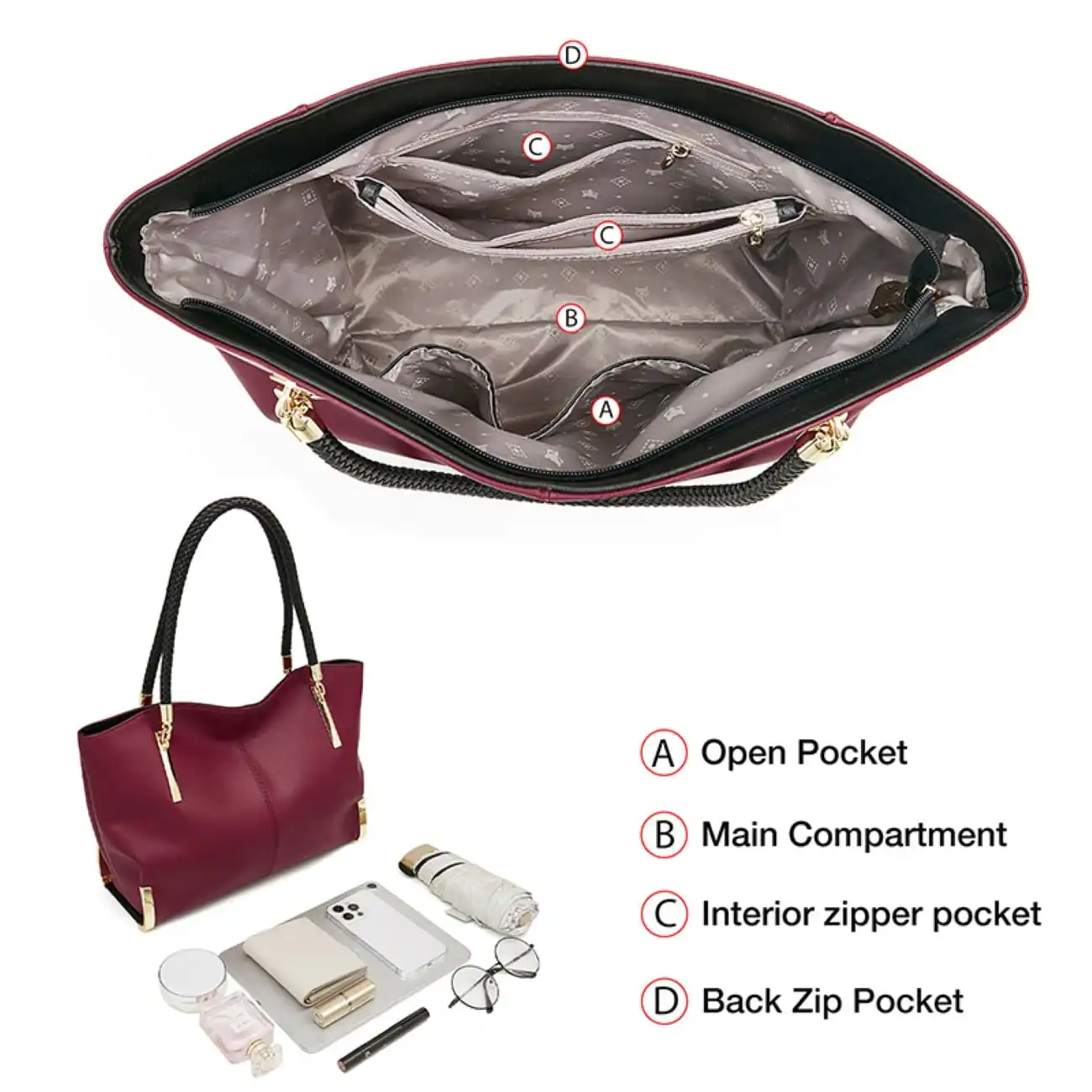 Δερμάτινη Γυναικεία Τσάντα Shopper 'Ωμου Foxer 938032F red