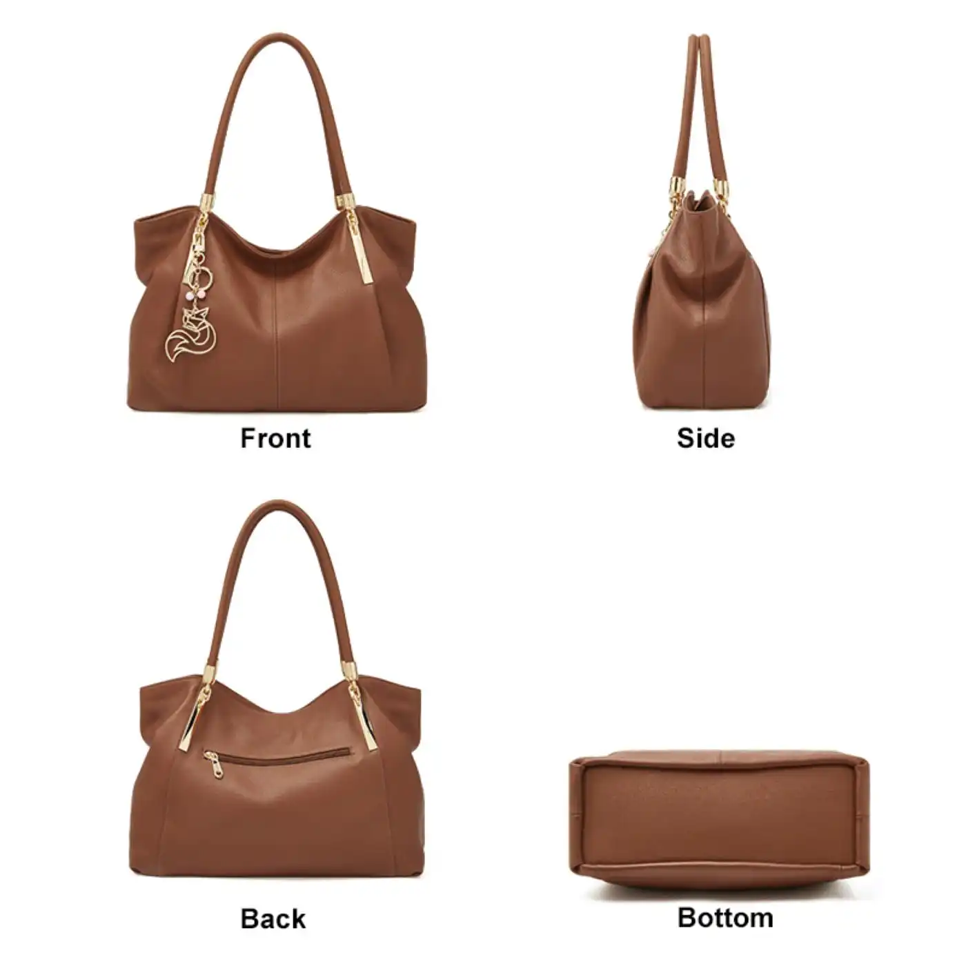 Δερμάτινη Γυναικεία Τσάντα Shopper ‘Ωμου Foxer 958136F καφέ