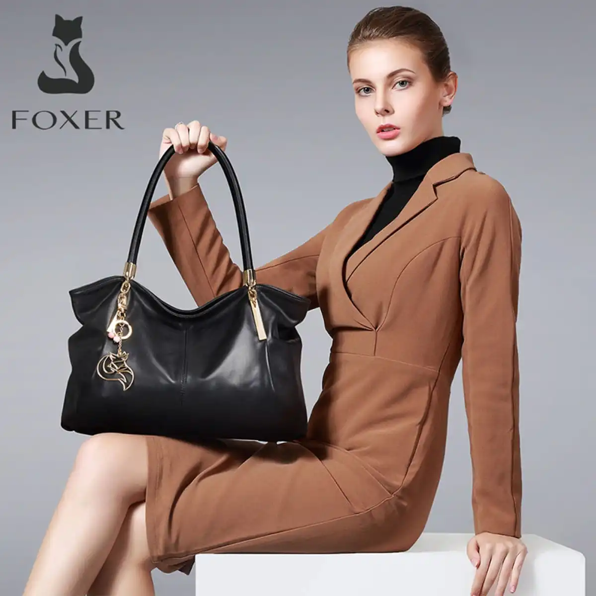 Δερμάτινη Γυναικεία Τσάντα Shopper ‘Ωμου Foxer 958136F μαύρο Δερμάτινη Γυναικεία Τσάντα Shopper ‘Ωμου Foxer 958136F μαύρο