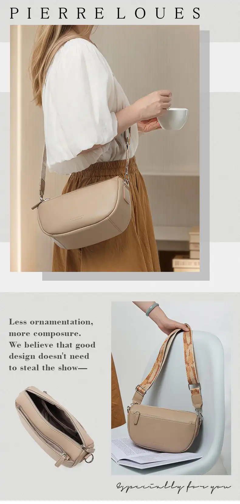 Γυναικεία Τσάντα Ώμου Pierre Loues PL959-17 μπεζ