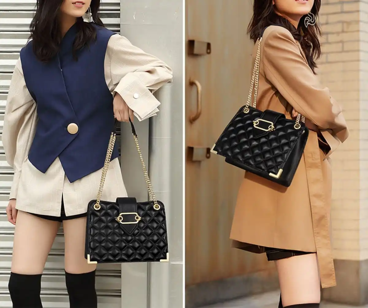 Δερμάτινη Γυναικεία Τσάντα Χιαστί Foxer 985040F μαύρο