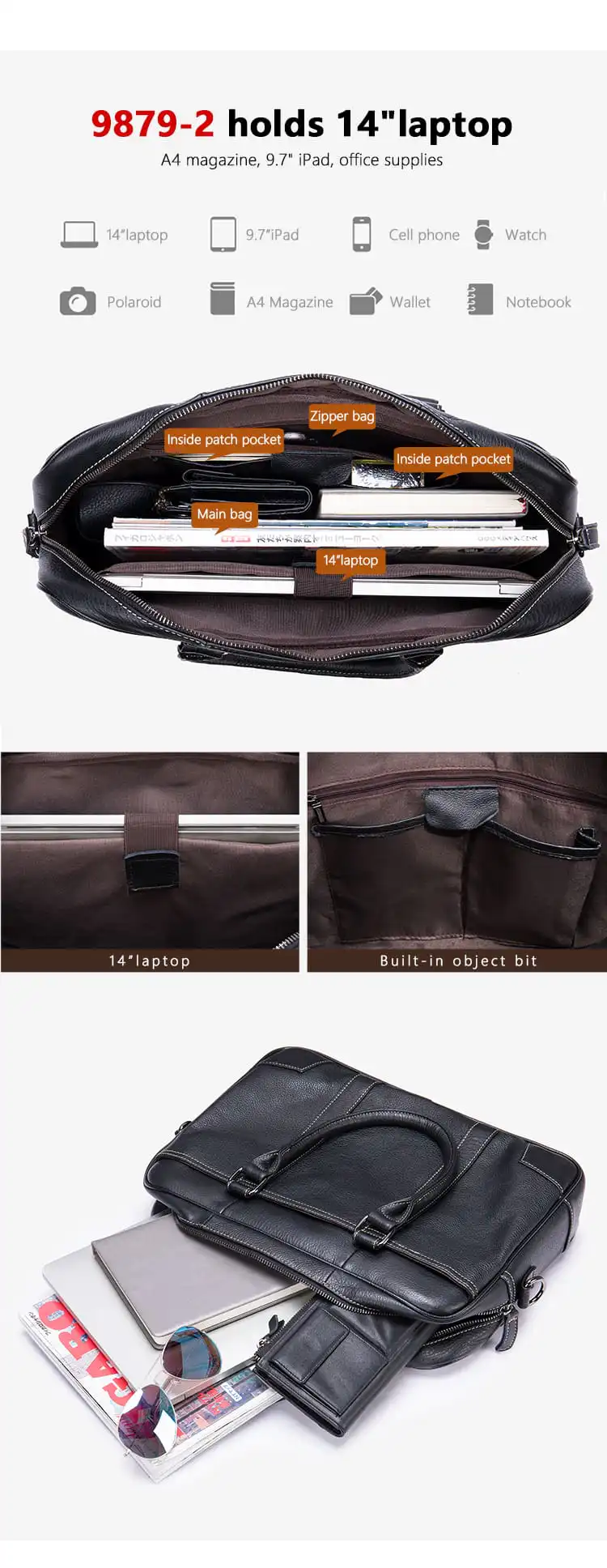 Δερμάτινος χαρτοφύλακας Cardinal 9879(big) black