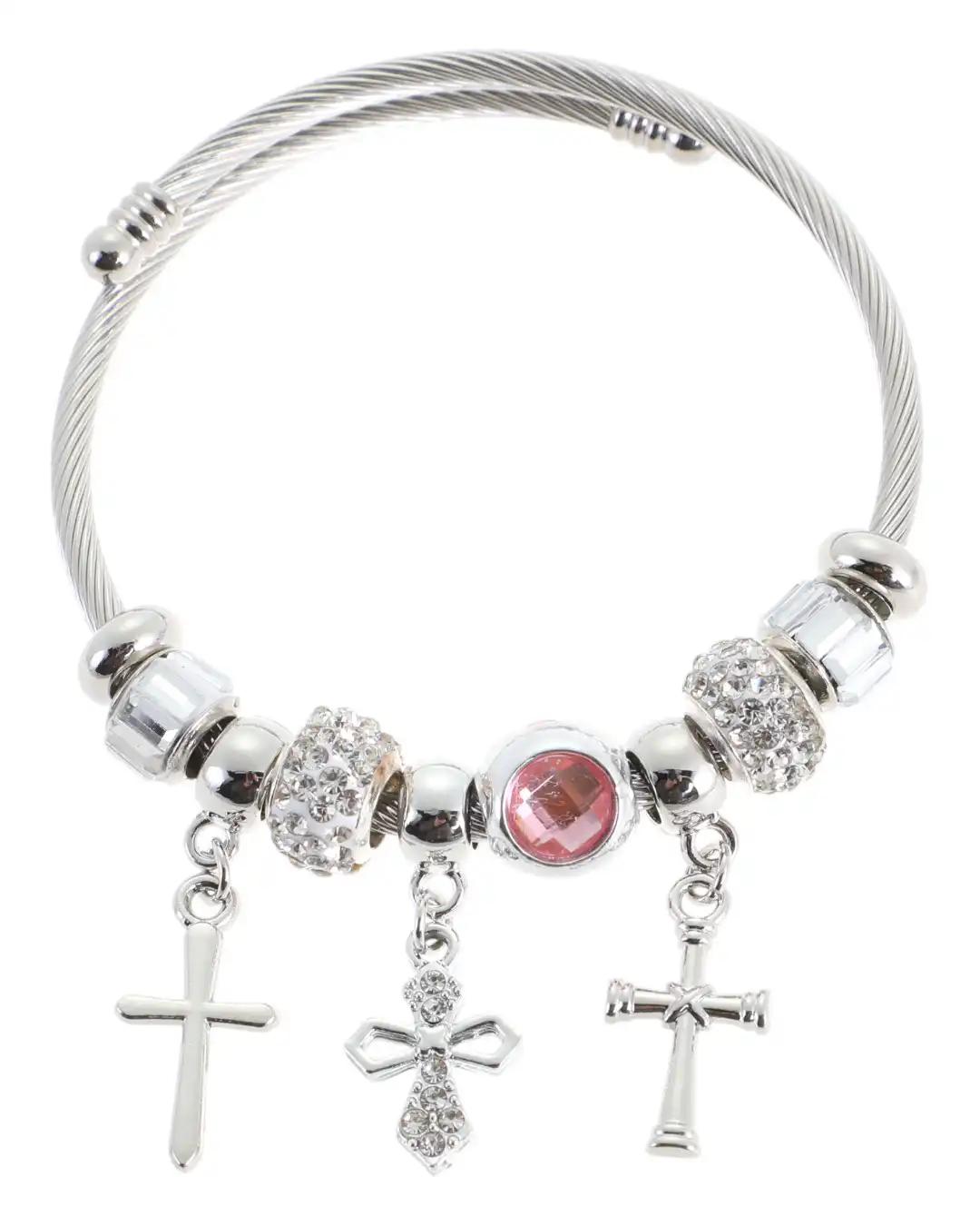 Βραχιόλι με σταυρούς AA-8631-16 – Ασημί Βραχιόλι με σταυρούς AA-8631-16 – Ασημί