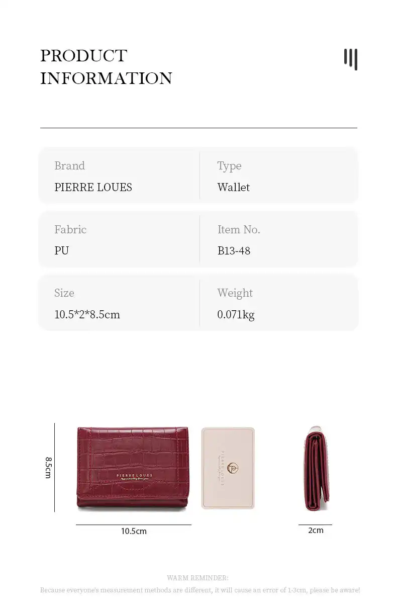 Μικρό Πορτοφόλι Γυναικείο Pierre Loues B13-48 μπορντό