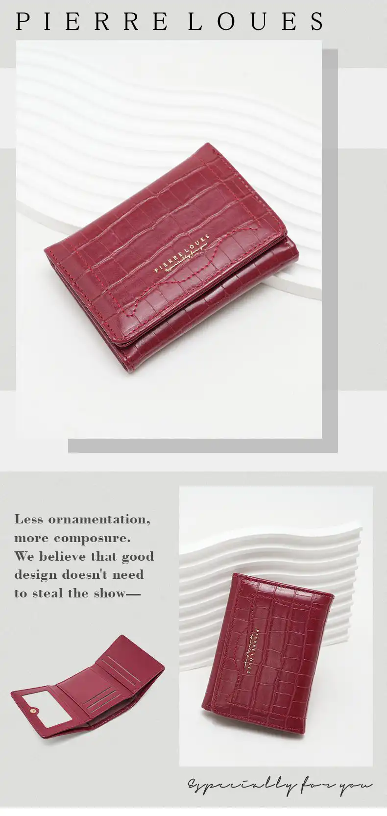 Μικρό Πορτοφόλι Γυναικείο Pierre Loues B13-48 μπορντό