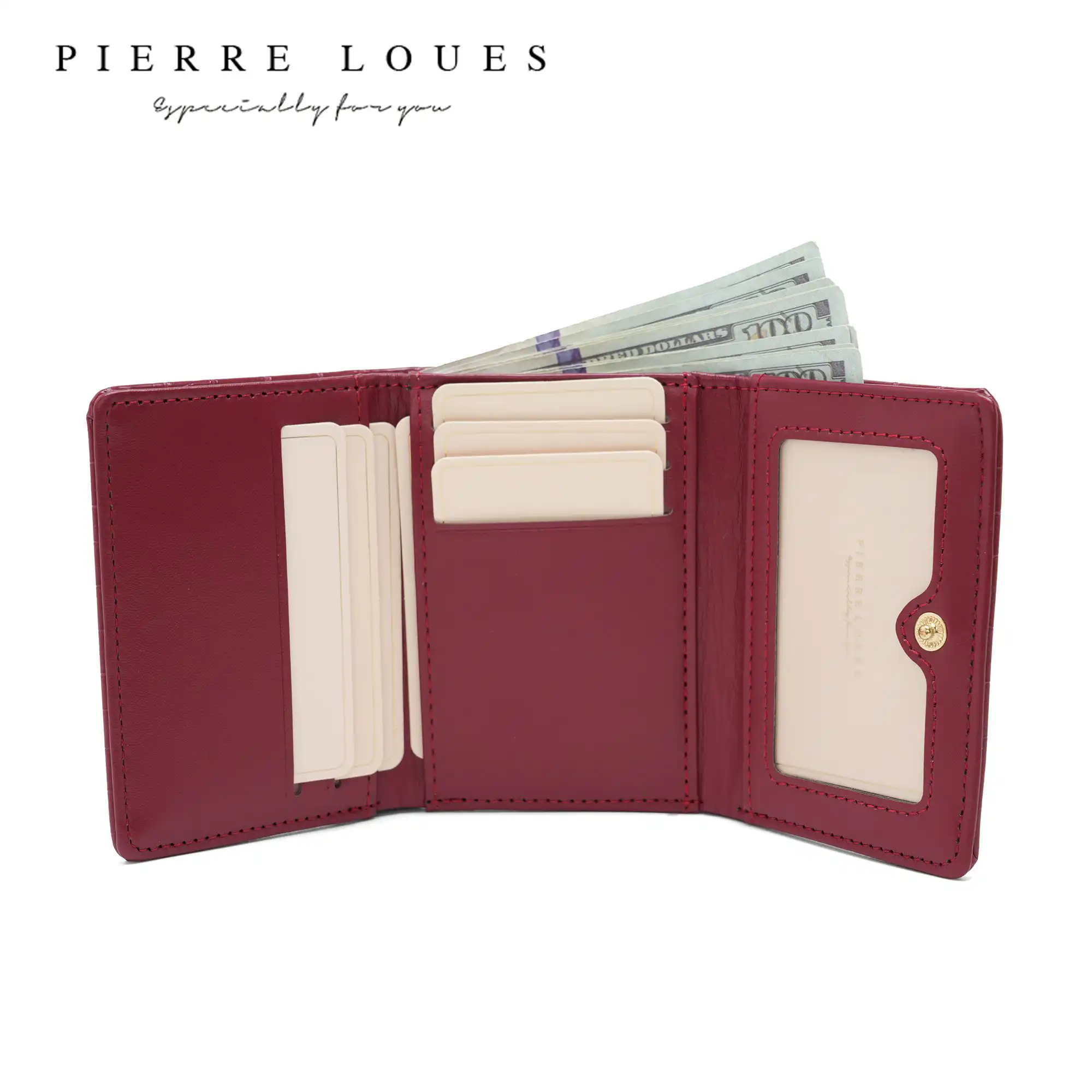 Μικρό Πορτοφόλι Γυναικείο Pierre Loues B13-48 μπορντό