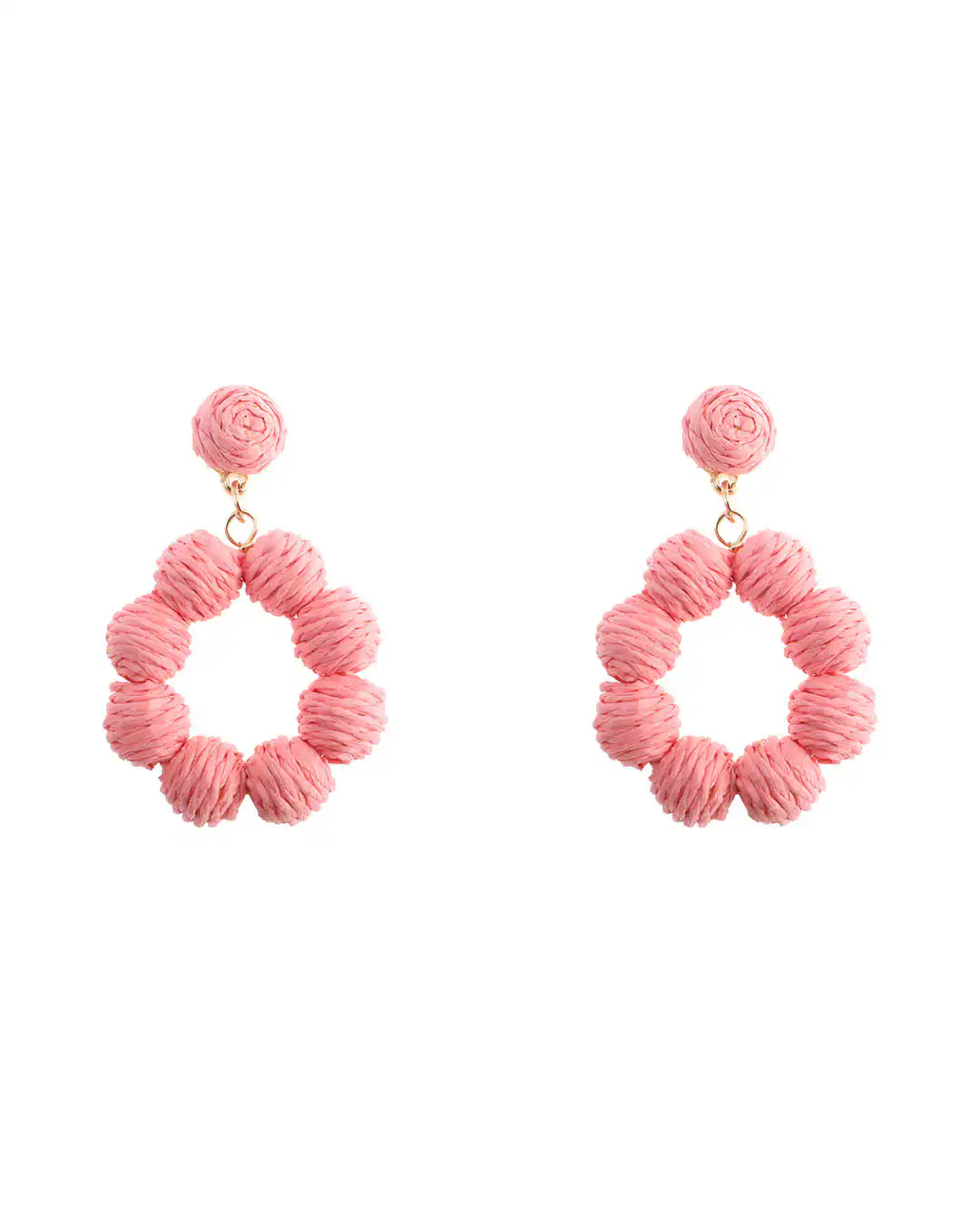 Ψάθινο σκουλαρίκι SASA-9954-13 – Ροζ