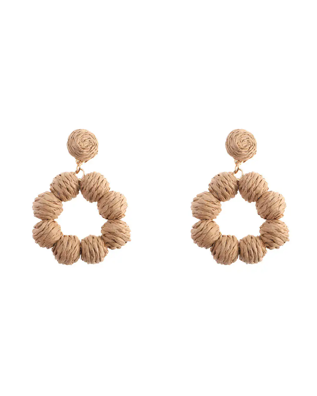 Ψάθινο σκουλαρίκι SASA-9954-13 – Σκούρο Μπέζ