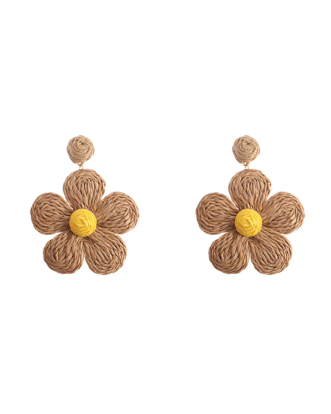 Ψάθινο σκουλαρίκι SASA-9961-13 – Σκούρο Μπέζ