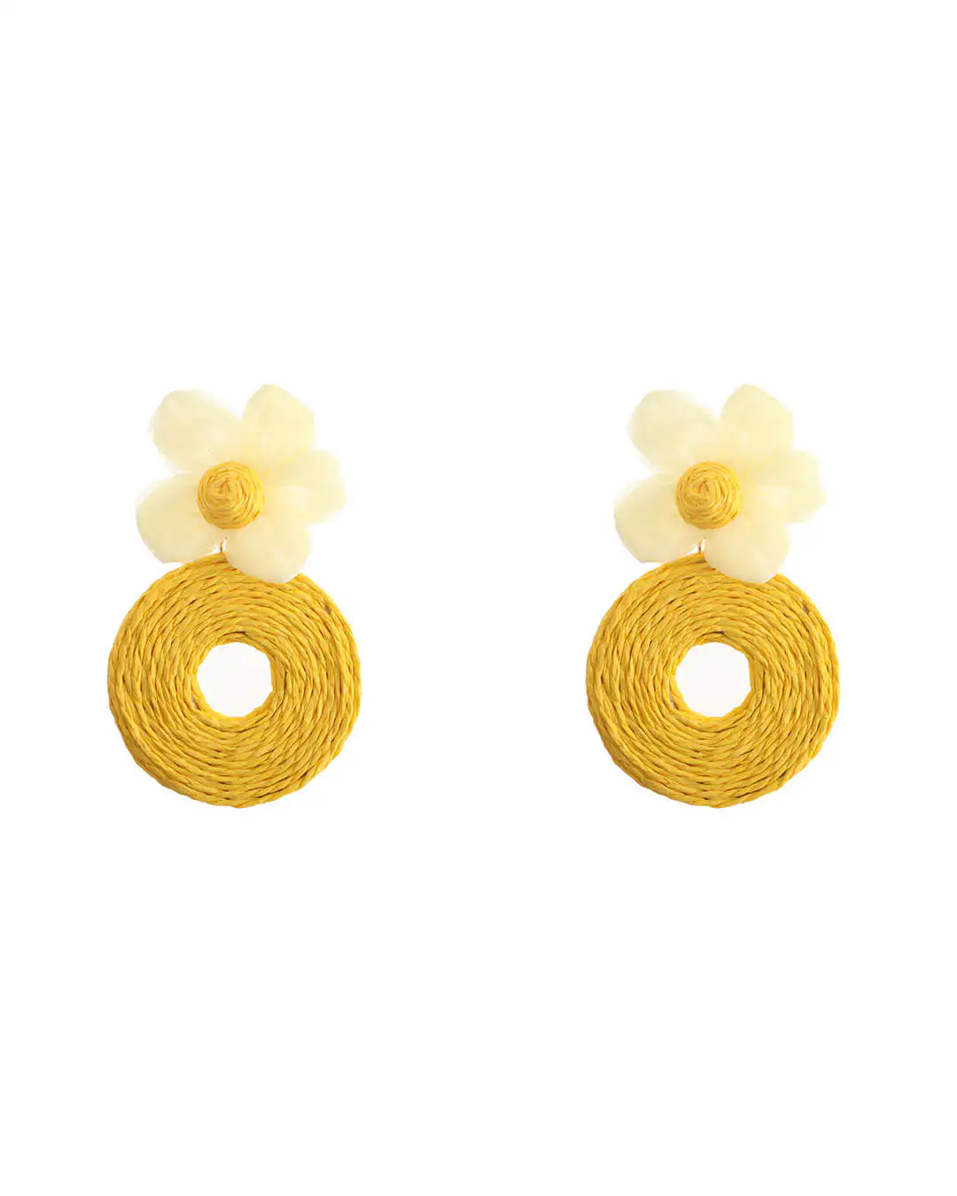 Ψάθινο σκουλαρίκι SASA-9952-13 – Κίτρινο