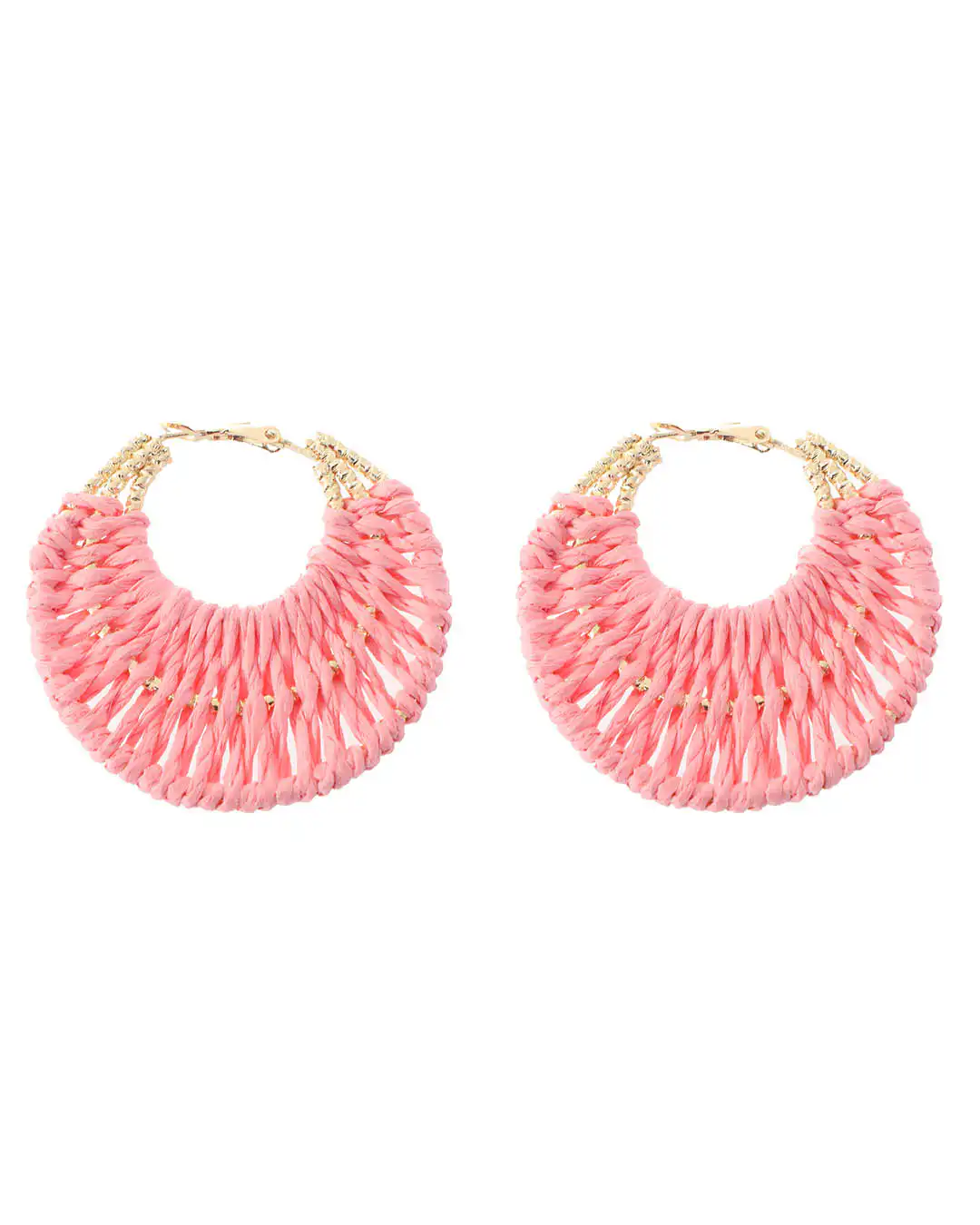 Ψάθινο σκουλαρίκι SASA-9964-13 – Ροζ
