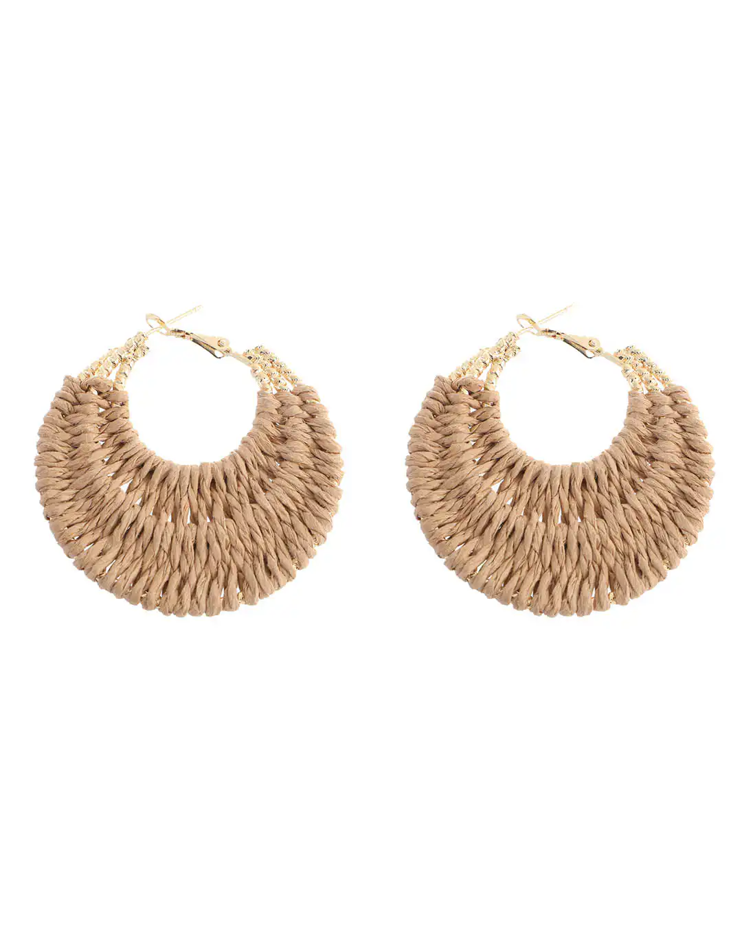 Ψάθινο σκουλαρίκι SASA-9964-13 – Σκούρο Μπέζ