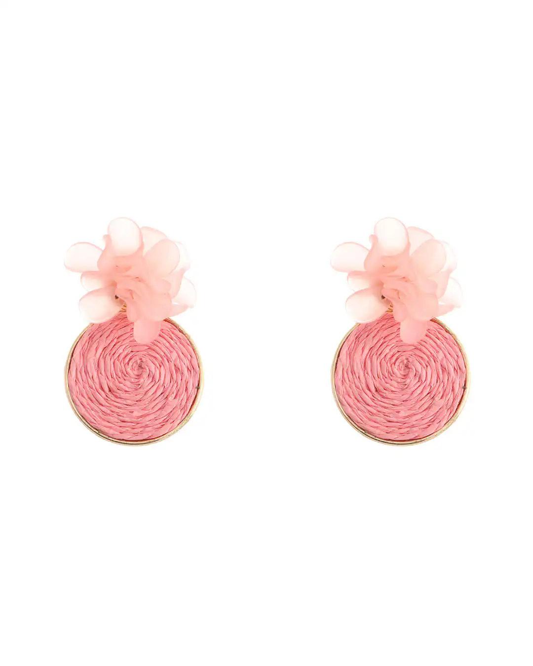 Ψάθινο σκουλαρίκι SASA-9955-13 – Ροζ