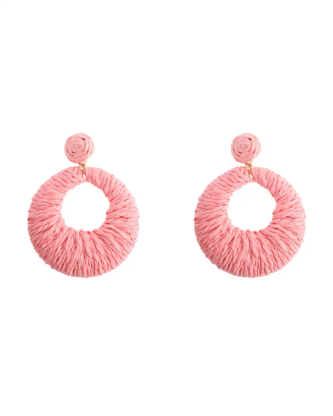 Ψάθινο σκουλαρίκι SASA-9967-13 – Ροζ