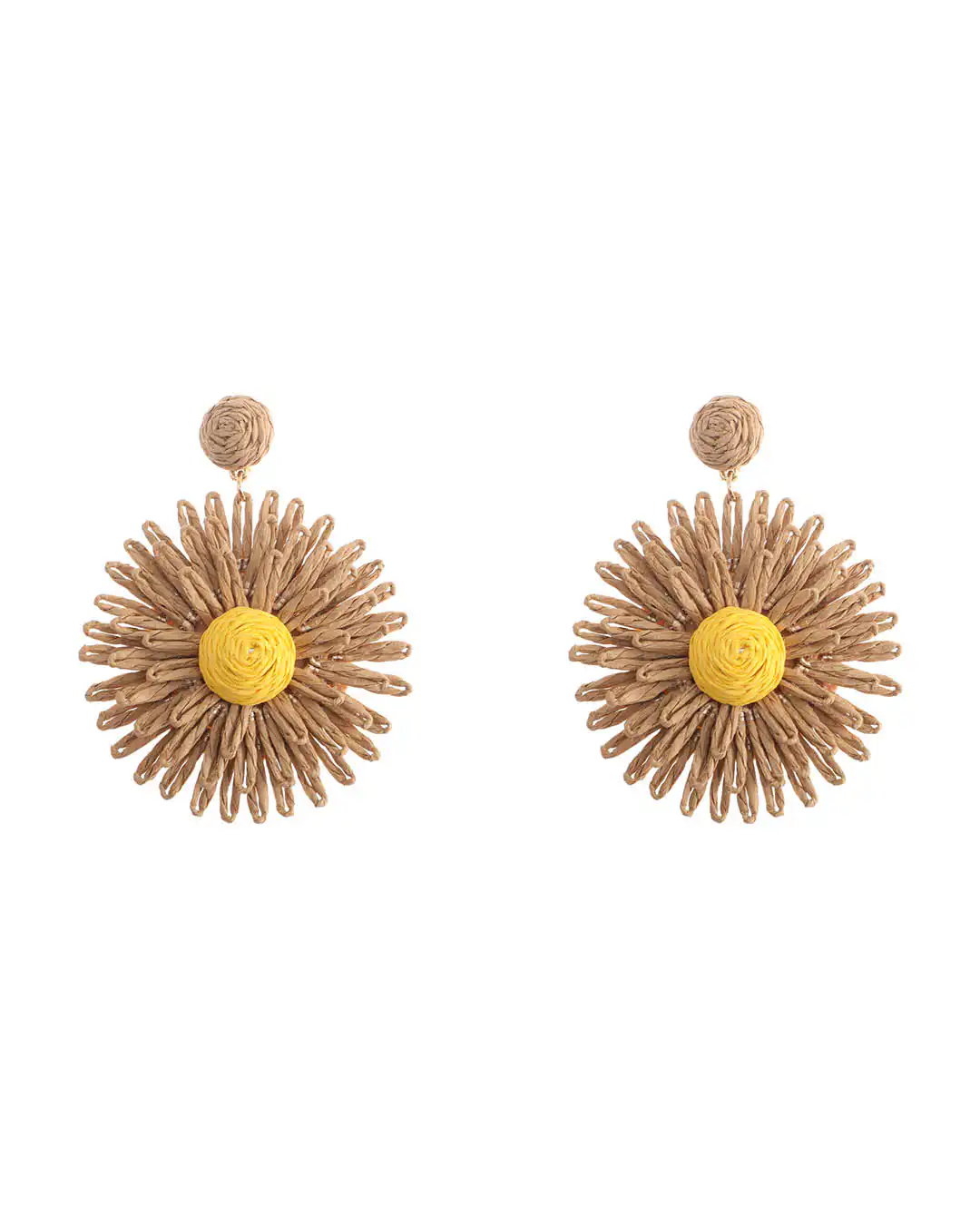 Ψάθινο σκουλαρίκι SASA-9963-13 – Σκούρο Μπέζ