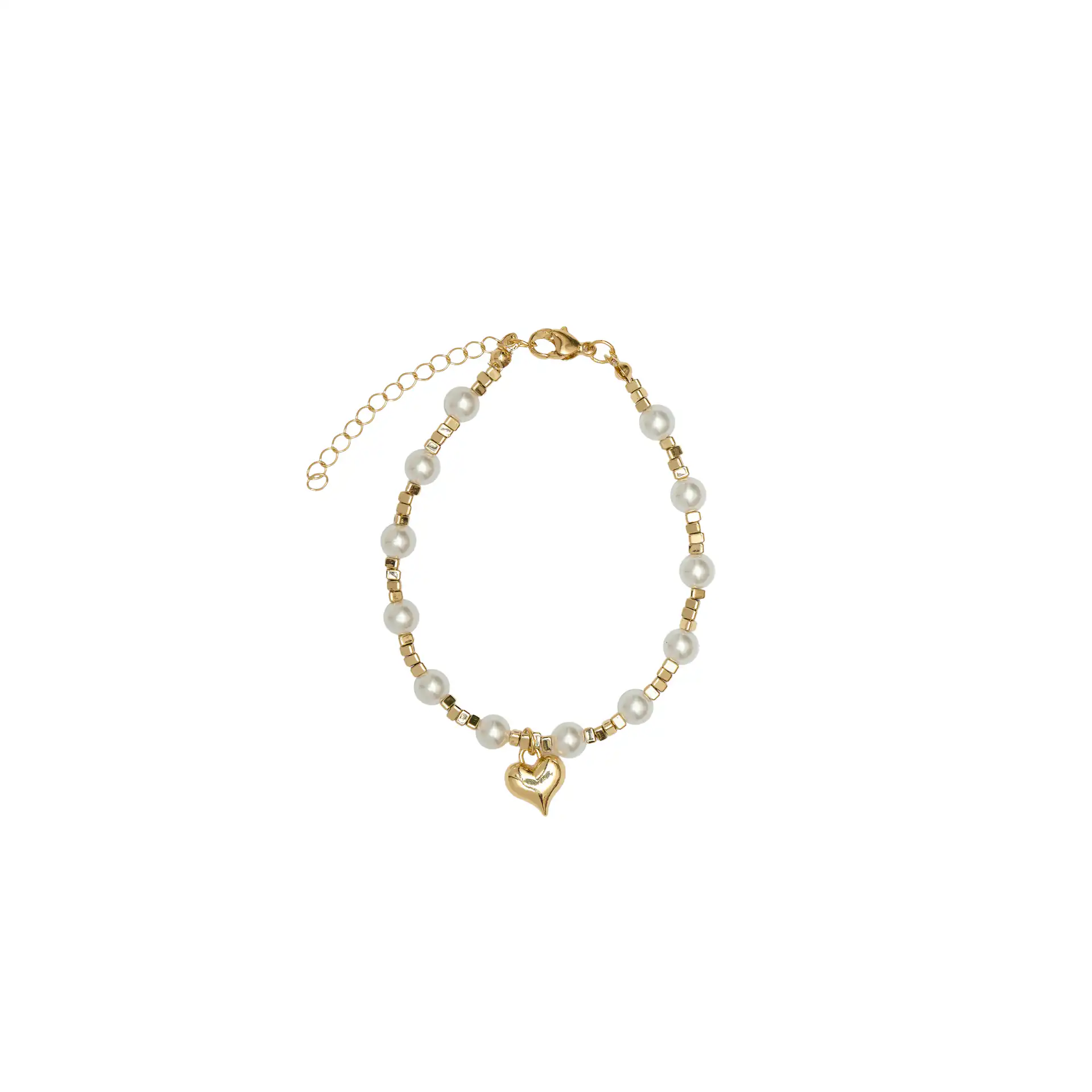 Γυναικείο βραχιόλι με πέρλες και καρδούλα κρεμαστή Γυναικείο βραχιόλι με πέρλες και καρδούλα κρεμαστή