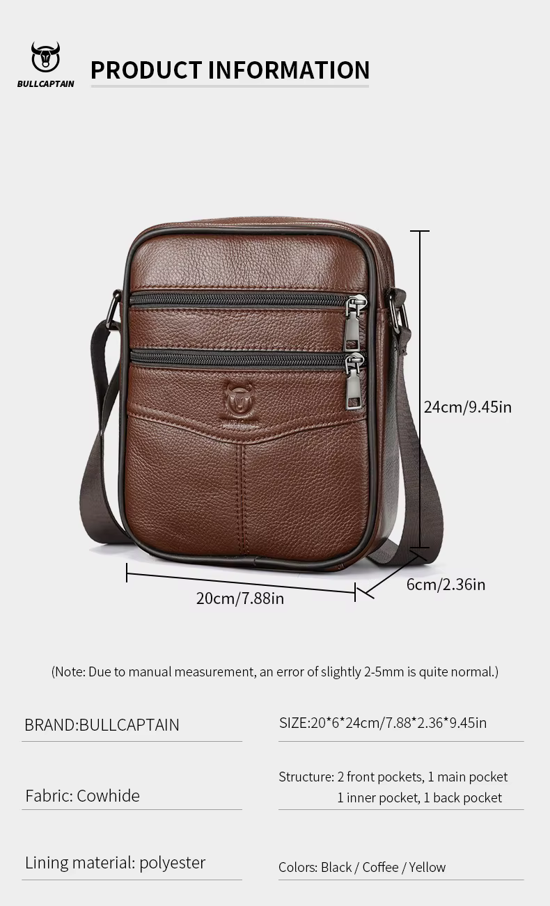 Τσαντάκι Ώμου Ανδρικό Bull Captain DJB 030 σκούρο καφέ