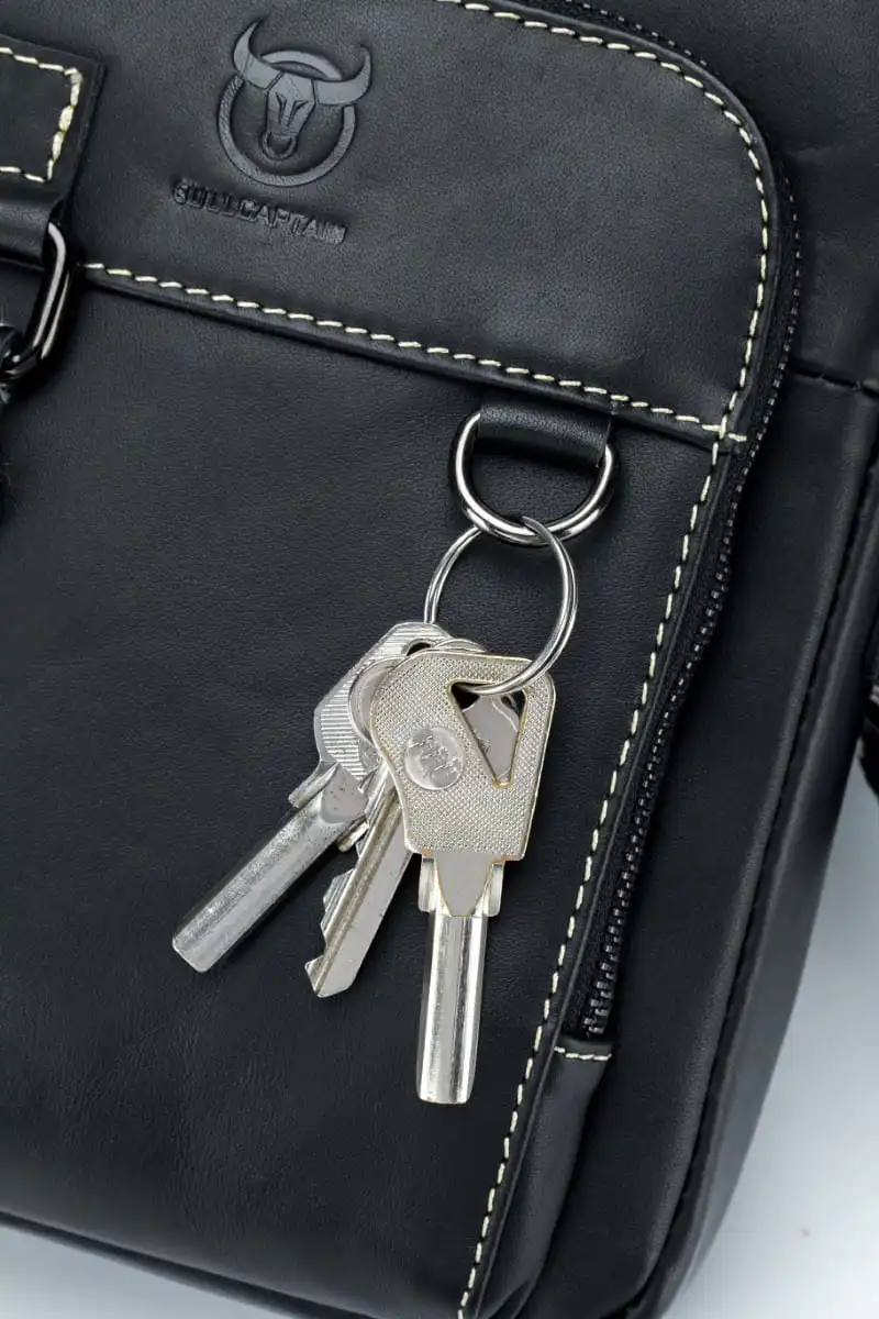 Ανδρική δερμάτινη τσάντα ώμου Bull Captain DJB 300 μαύρο